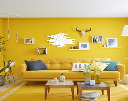 Giấy dán tường màu vàng nổi trội cho mọi thiết kế nội thất