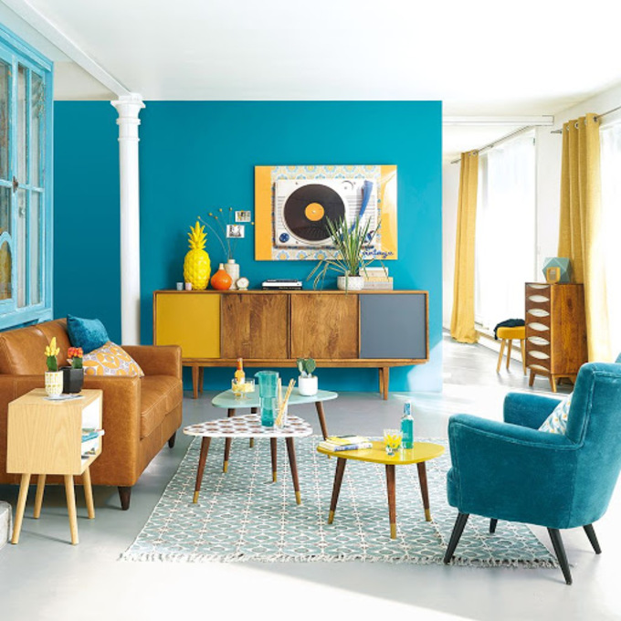 phong cách sáng tạo nhiều màu sắc cho phòng khách