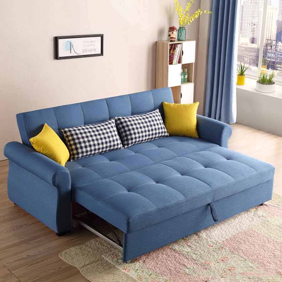 sofa phòng khách chung cư giường màu xanh nước biển