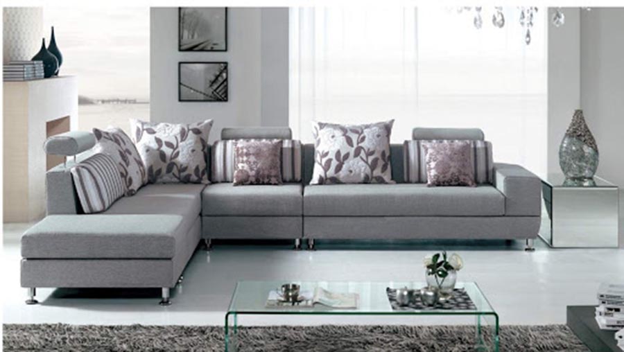 sofa phòng khách lớn chữ l màu xám